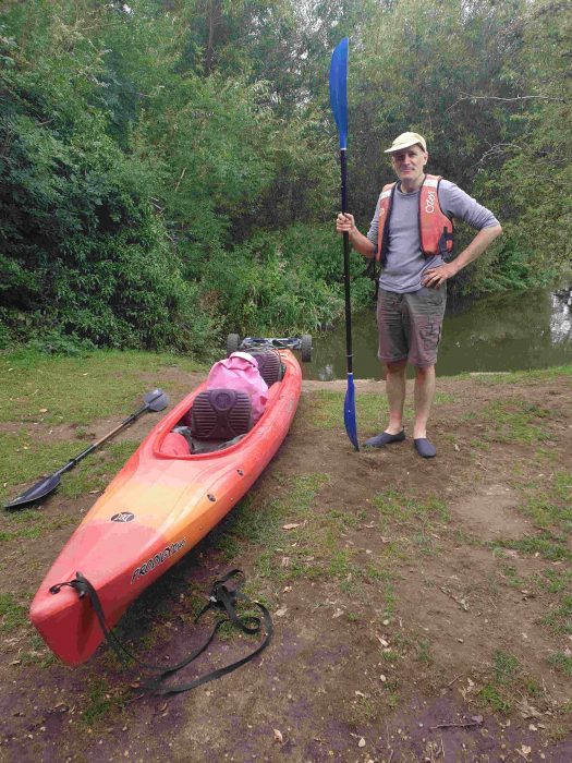 Fellow crew with a fully loaded kayak.
