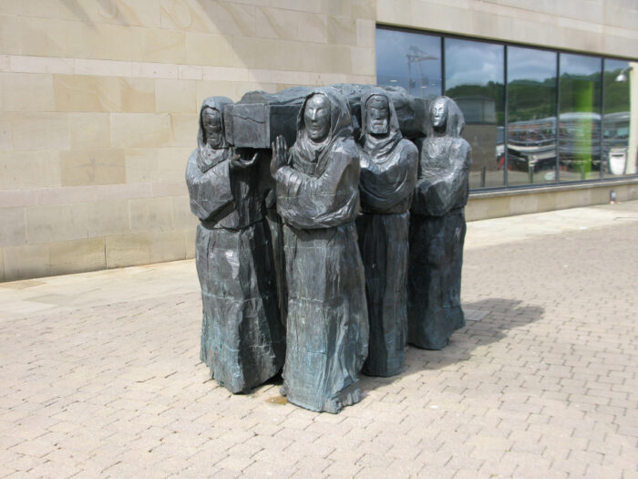 'The Journey', sculpture in Durham dedicated to St Cuthbert. 'The Journey', sculpture in Durham dedicated to St Cuthbert, larger version of one on Lindisfarne.